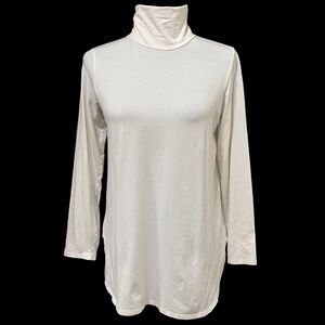 J Jill Supima White Turtleneck Tunic Top XS Stretch Soft Base Layer Shirt